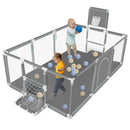 Grey Baby Playpen with Safety Gate