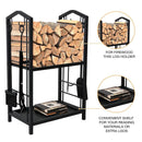 Steel Firewood Rack with Tools, Large Log Holder, 30cm Depth
