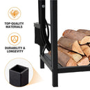Steel Firewood Rack with Tools, Large Log Holder, 30cm Depth