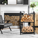 Steel Firewood Rack with Tools, Large Log Holder, 30cm Depth