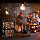 Steel Firewood Rack with Tools, Large Log Holder, 30cm Depth