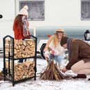 Steel Firewood Rack with Tools, Large Log Holder, 30cm Depth