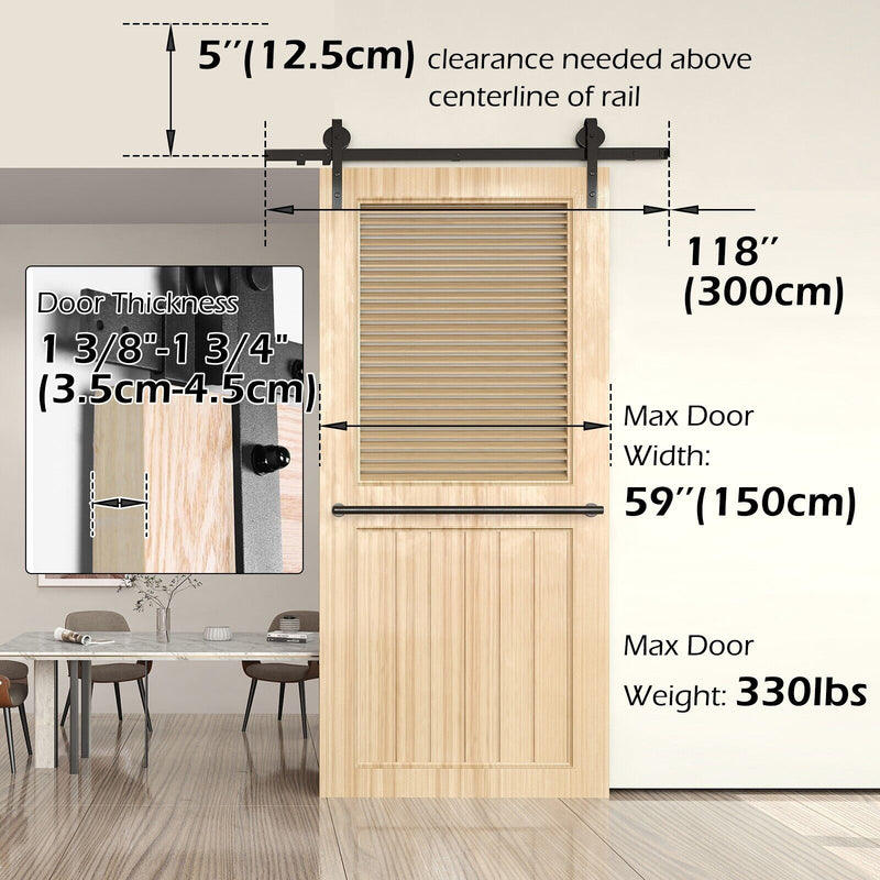 Sliding Barn Door Hardware Kit Heavy Duty Rust Resistant Single Door 3M