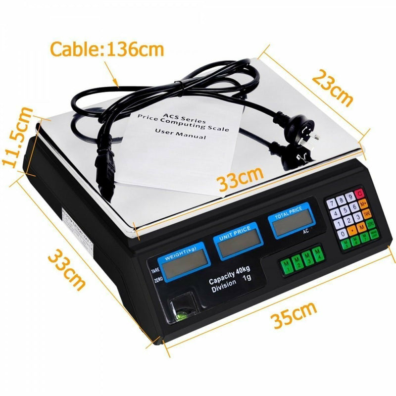 40KG Digital Kitchen Scale Metal Electronic Postal Platform