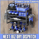 4-Layer Heavy Duty Drill Holder Wall Mount Tool Rack Organizer,