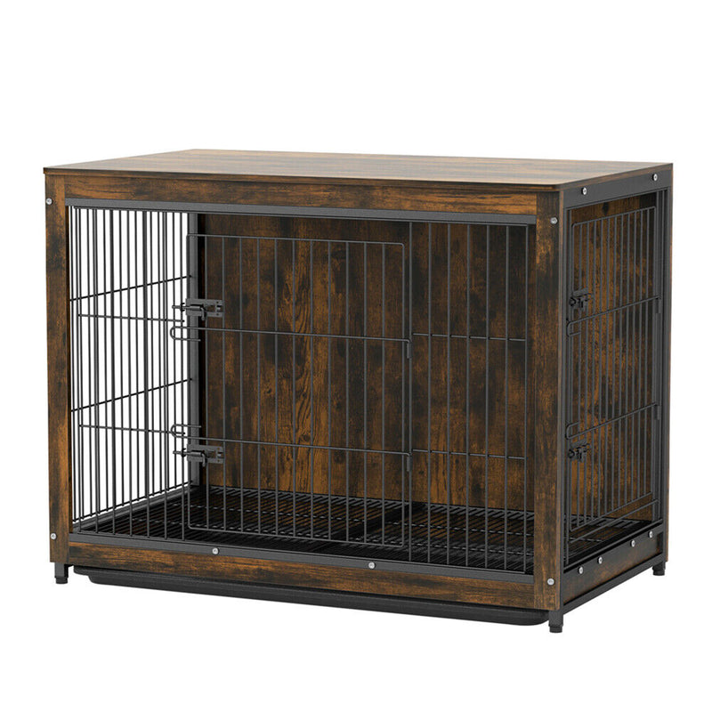 Large Wooden Dog Crate End Table Nightstand 100x59x74cm