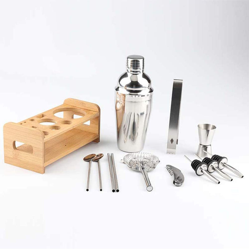 Steel Shaker Cocktail Bar Set Kit with 13 Pieces Bar Utensils