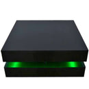 Modern Large High Gloss Coffee Table With LED Lights Black