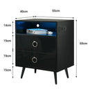 Modern LED Bedside table with USB and power socket black x 2