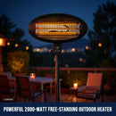 2000W 2.1m Free Standing Adjustable Portable Outdoor Electric Patio Heater Black
