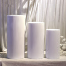 3x Metal Wedding Plinths Cylinder Pedestal Stand Ripple Cake Dessert Display