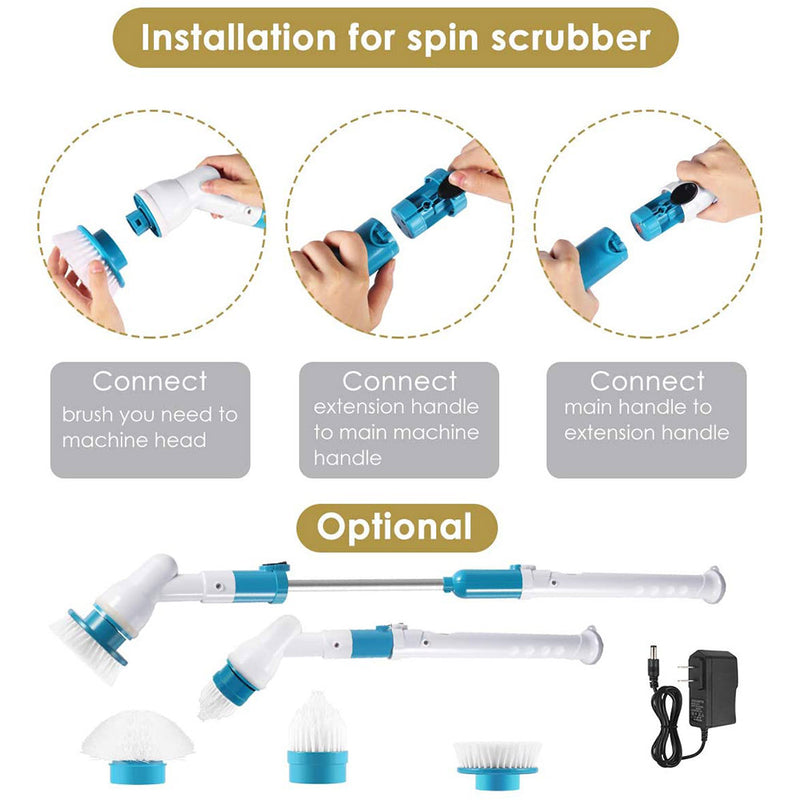 Electric Cordless Spin Scrubber Super Power Scrubber Turbo Scrub Clean Brush