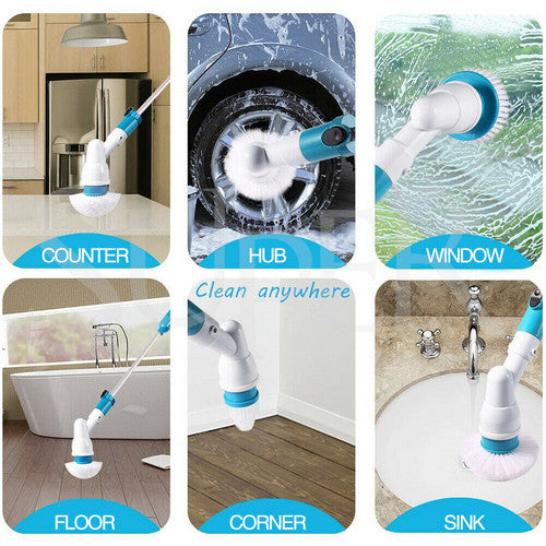 10PCS Rechargeable Spin Scrubber Electric Turbo Scrub Cleaning Brush Cordless Kit