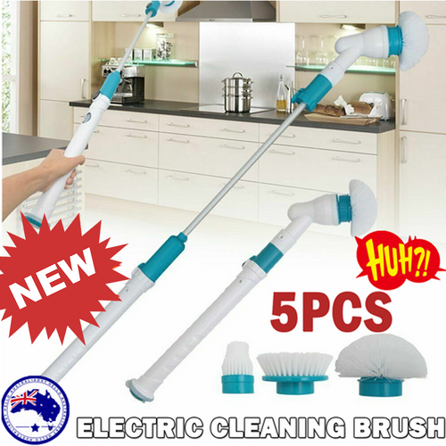 5PCS Rechargeable Spin Scrubber Electric Turbo Scrub Cleaning Brush Cordless Kit