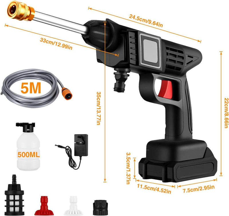 88V Cordless Electric High Pressure Washer Water Spray Gun Car Cleaner 2 Battery