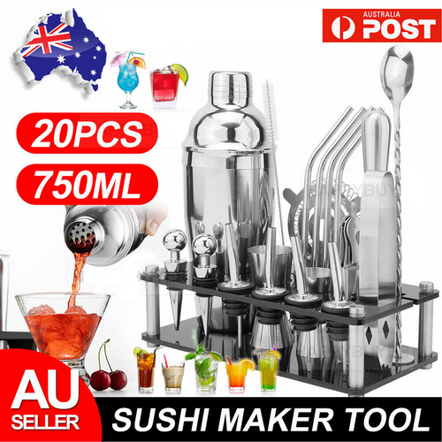 20Pcs Cocktail Shaker Set 750ml Martini Strainer Bartender Kit Bar Spirits Maker