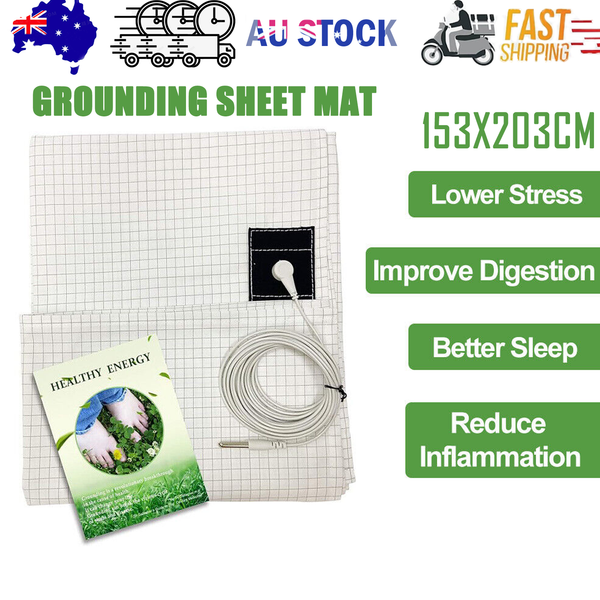 Bed Earthing Sheet Grounding Sheet Mat Large Bed Sheet Flat Sheet W/AU Plug 153x203cm