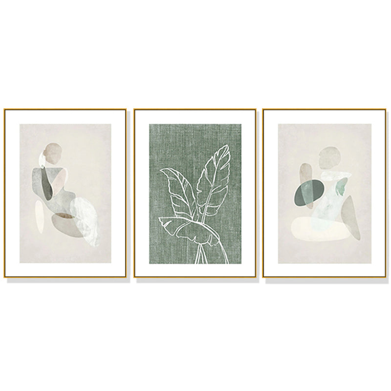Wall Art 40cmx60cm Abstract body and leaves 3 Sets Gold Frame Canvas