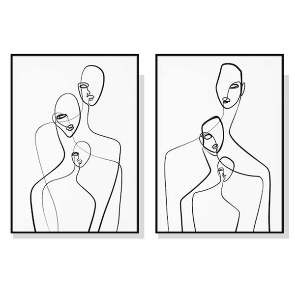 Wall Art 70cmx100cm Abstract Figures 2 Sets Black Frame Canvas