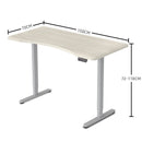 FORTIA Sit To Stand Up Standing Desk, 150x75cm, 72-118cm Electric Height Adjustable, Ergonomically Curved Edge, 50kg Rated, White Oak Style/Silver Frame