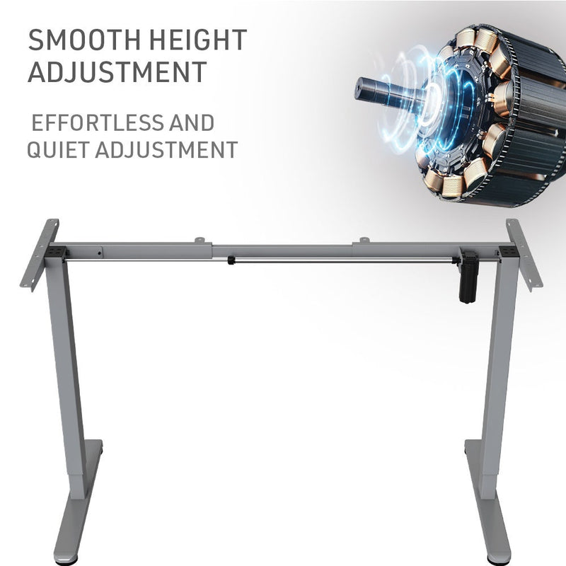 FORTIA Sit To Stand Up Standing Desk, 150x75cm, 72-118cm Electric Height Adjustable, Ergonomically Curved Edge, 50kg Rated, White Oak Style/Silver Frame