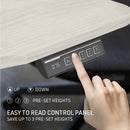 FORTIA Sit To Stand Up Standing Desk, 150x75cm, 72-118cm Electric Height Adjustable, Ergonomically Curved Edge, 50kg Rated, White Oak Style/Silver Frame