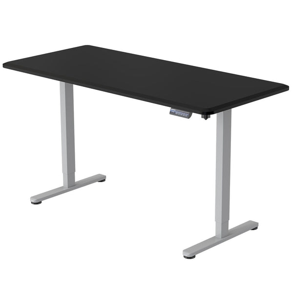 FORTIA Sit To Stand Up Standing Desk, 150x75cm, 72-118cm Electric Height Adjustable, 50kg Rated, Black/Silver Frame