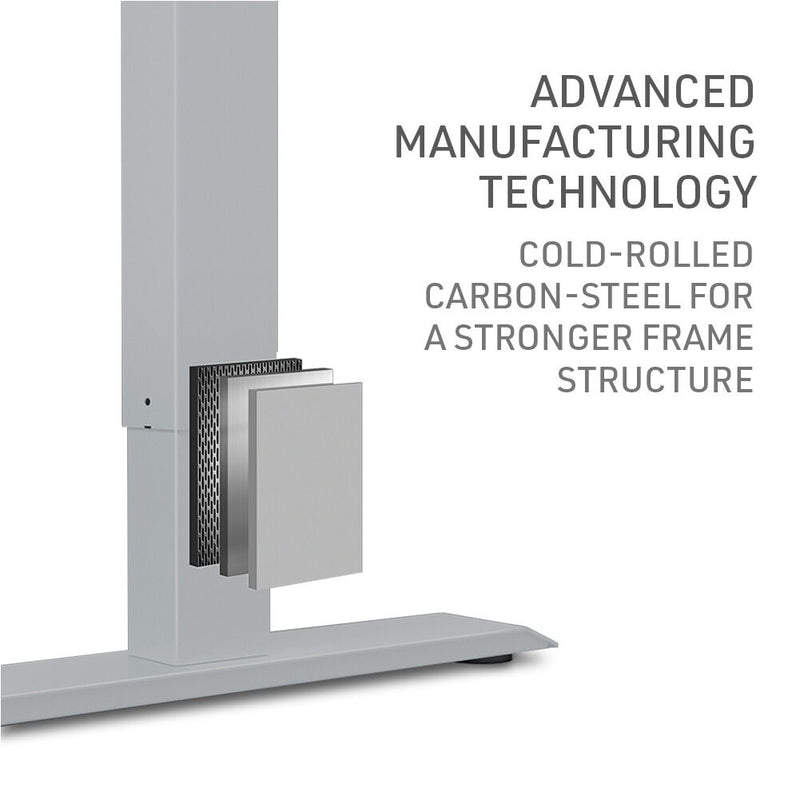 FORTIA Sit To Stand Up Standing Desk, 150x75cm, 72-118cm Electric Height Adjustable, 50kg Rated, Black/Silver Frame