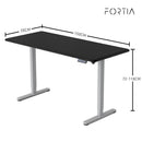 FORTIA Sit To Stand Up Standing Desk, 150x75cm, 72-118cm Electric Height Adjustable, 50kg Rated, Black/Silver Frame