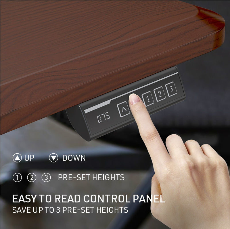 FORTIA Sit To Stand Up Standing Desk, 150x75cm, 72-118cm, Height Adjustable, 50kg Rated, Walnut Style/Silver Frame
