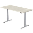 FORTIA Sit To Stand Up Standing Desk, 150x75cm, 72-118cm, Height Adjustable, 50kg Rated, White Oak Style/Silver Frame