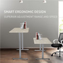 FORTIA Sit To Stand Up Standing Desk, 150x75cm, 72-118cm, Height Adjustable, 50kg Rated, White Oak Style/Silver Frame