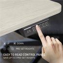 FORTIA Sit To Stand Up Standing Desk, 150x75cm, 72-118cm, Height Adjustable, 50kg Rated, White Oak Style/Silver Frame