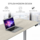 FORTIA Sit To Stand Up Standing Desk, 150x75cm, 72-118cm, Height Adjustable, 50kg Rated, White Oak Style/Silver Frame