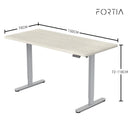 FORTIA Sit To Stand Up Standing Desk, 150x75cm, 72-118cm, Height Adjustable, 50kg Rated, White Oak Style/Silver Frame
