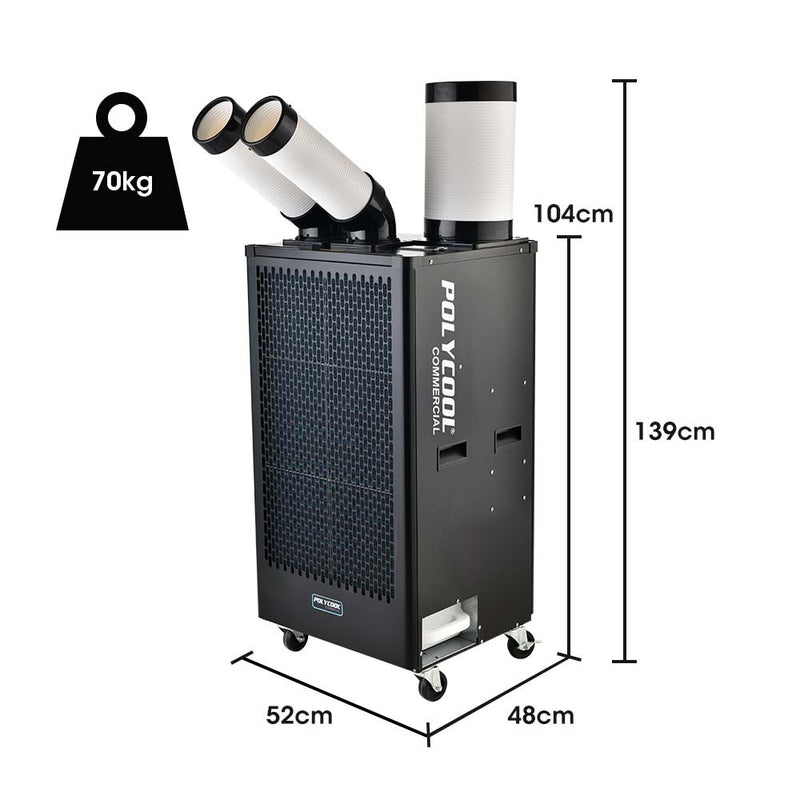 POLYCOOL 4.5kW Portable Industrial Spot Cooler, with Twin Cooling Ducts, 15A Plug