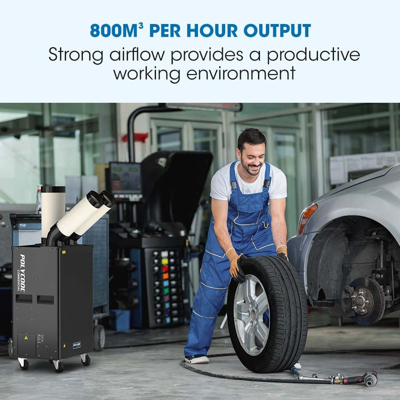POLYCOOL 4.5kW Portable Industrial Spot Cooler, with Twin Cooling Ducts, 15A Plug