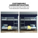 KINGSTON SLUMBER Single Bunk Bed Frame, Solid Pine 2-in-1 Modular Design, Converts to 2 Single Beds, For Kids, Grey