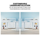 KINGSTON SLUMBER Wooden Kids Single Loft Bed Frame with Pull Out Desk, Storage Drawers, Cabinet - White