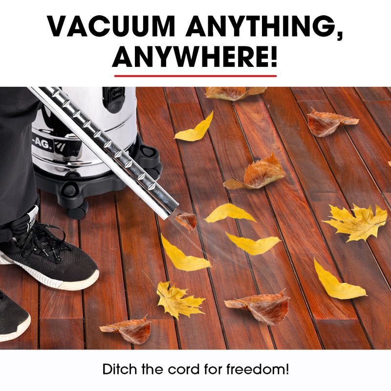 BAUMR-AG 30L Cordless Wet & Dry Vacuum Cleaner Kit, with 4Ah battery and Charger, Blower, HEPA Filter, Accessories, Stainless Steel, for Car, Home, Garage