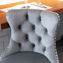 4x Height Adjustable Swivel Bar Stool Velvet Stud Barstool with Footrest and Chromed Base- Gray