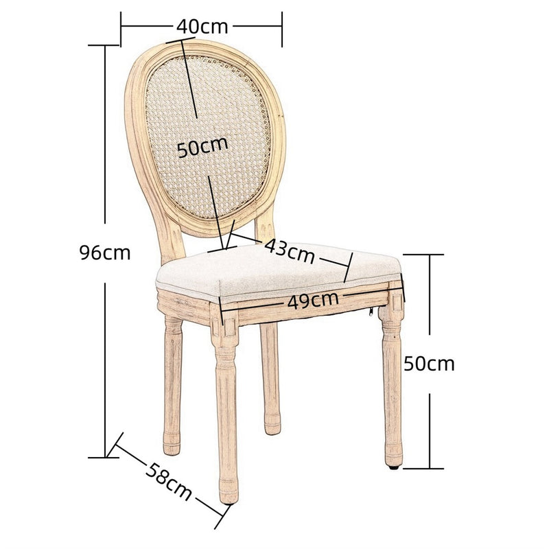 AADEN 8x Rattan Dining Chairs with Solid Wood Legs- Grey