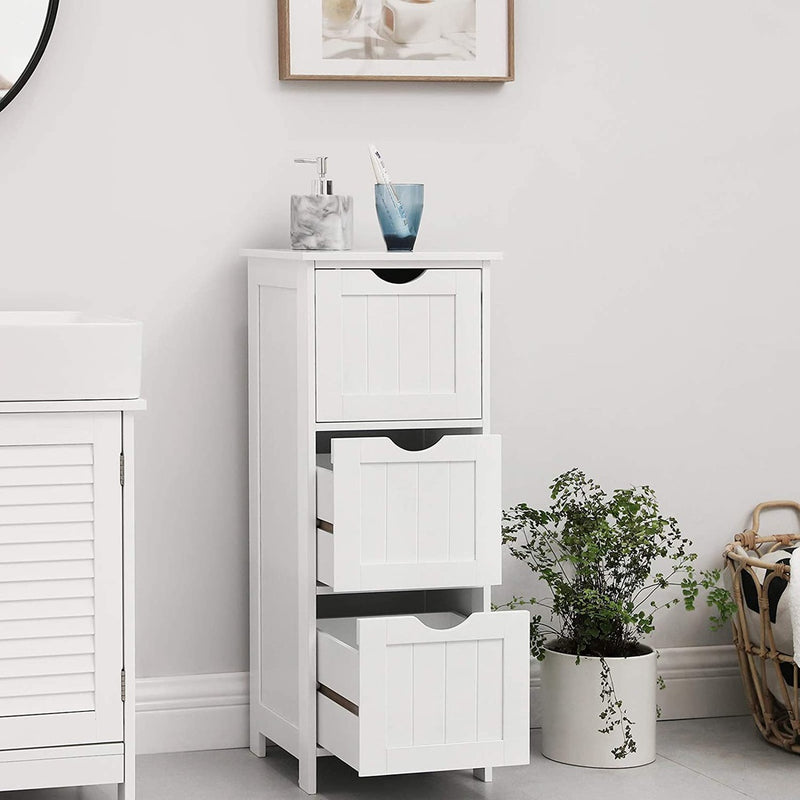 VASAGLE Floor Cabinet with 3 Drawers White