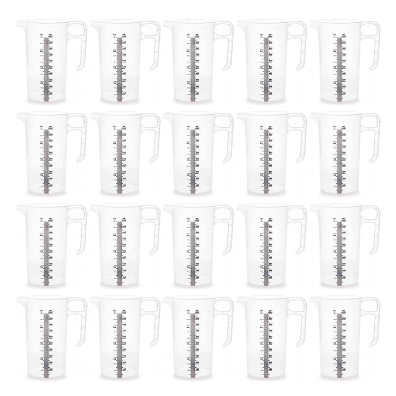 20x 1L Measuring Jug Heavy Duty Clear Plastic Propylene Food Grade BPA 5 Pro-Jug