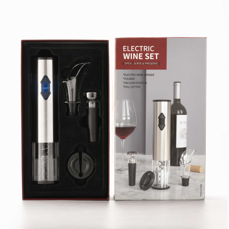 Electric Wine Bottle Opener Set - Automatic Corkscrew Pourer Pump Sealer Cutter