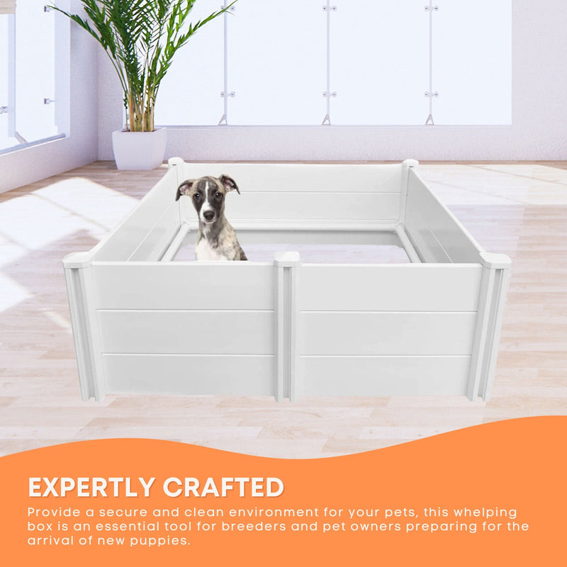 Dog Whelping Box 1.15m x 1.15m x 0.48m - Puppy Birthing PVC Pen