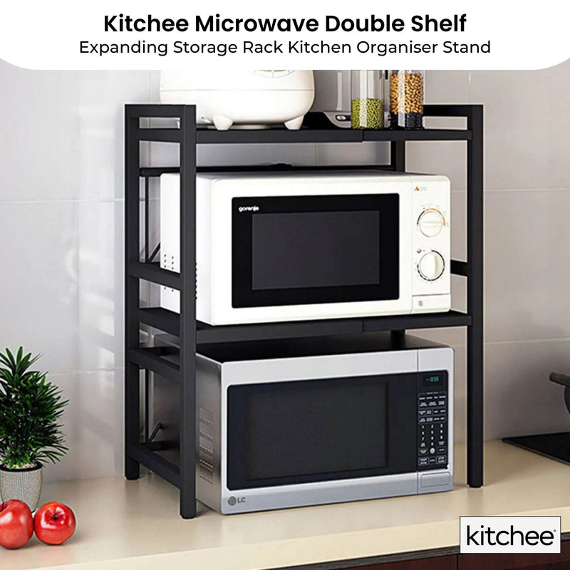 Microwave Double Shelf - Expanding Storage Rack Kitchen Organiser Stand