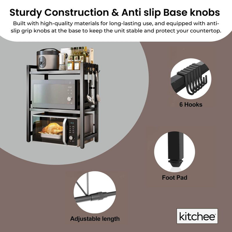 Microwave Double Shelf - Expanding Storage Rack Kitchen Organiser Stand