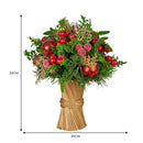 Christabelle 33cm Christmas Bouquet Pre-Decorated Holiday Floral Arrangement with Berries, Baubles & Pine Cones Festive Tabletop Centrepiece Decoration