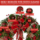 Christabelle 56cm Christmas Wreath Lush Green Holiday Door Wreath with Red Berries, Baubles & Pine Cones Pre-Decorated Festive Wall or Front Door Decoration
